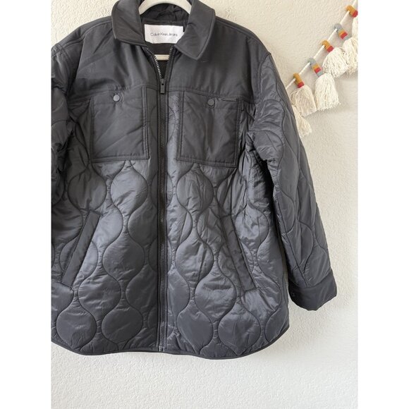Calvin Klein Water Resistant Quilted Full Zip Shirt Jacket Puffer Outdoor Nylon - Picture 4 of 9